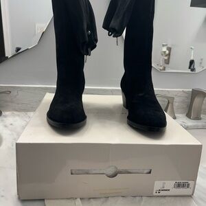 Marc Fisher Kimmee Black Suede Heeled Boots, Medium Calf (6M)